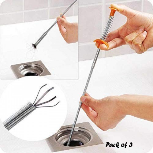 Pack of 3 Pcs Flexible Hand-Pinch Sewer Picker With Pressable Garbage Clip For Efficient Dredging